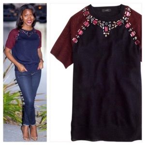 🆕 J.Crew Bejeweled Neckline Top Size Sm
